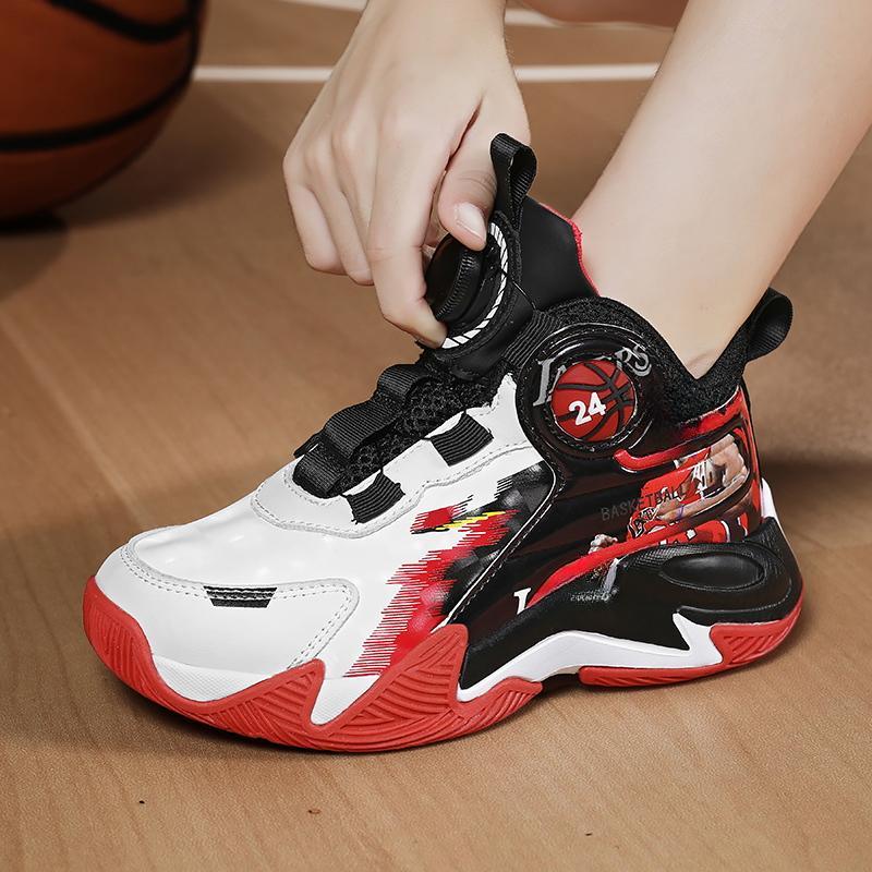 31-40 Dziecięce Duże Rozmiary Antypoślizgowe Odporne na Zużycie Modne Wysokie Buty do Koszykówki Trend Sportowy Buty Dziecięce