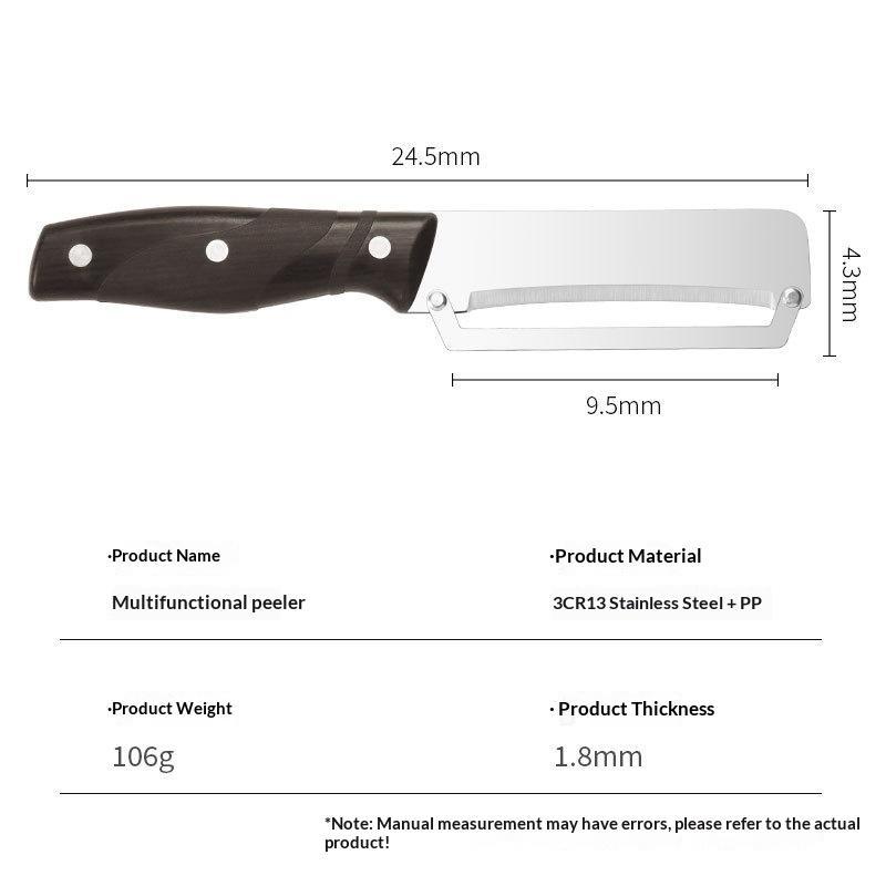 Versatile Peeler Knife with 3-in-1 Serrated Blade and Built-in Opener for Convenient Kitchen Use