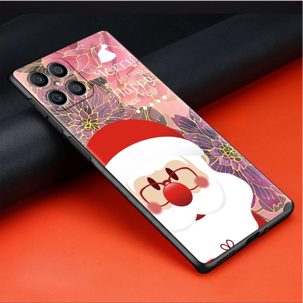 Red Nose Elk Santa Claus Case For Huawei Honor X8 X9 P50 X7 50 20 8X Play 9A P40 P30 Lite P Smart 2021 Black Phone Coque