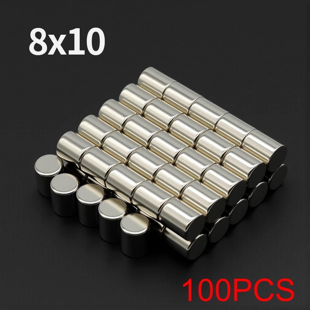 8x10mm Powerful Neodymium Magnet N35 NdfeB Permanent Magnetic imanes Round Super Strong Fridge Magnets DIY