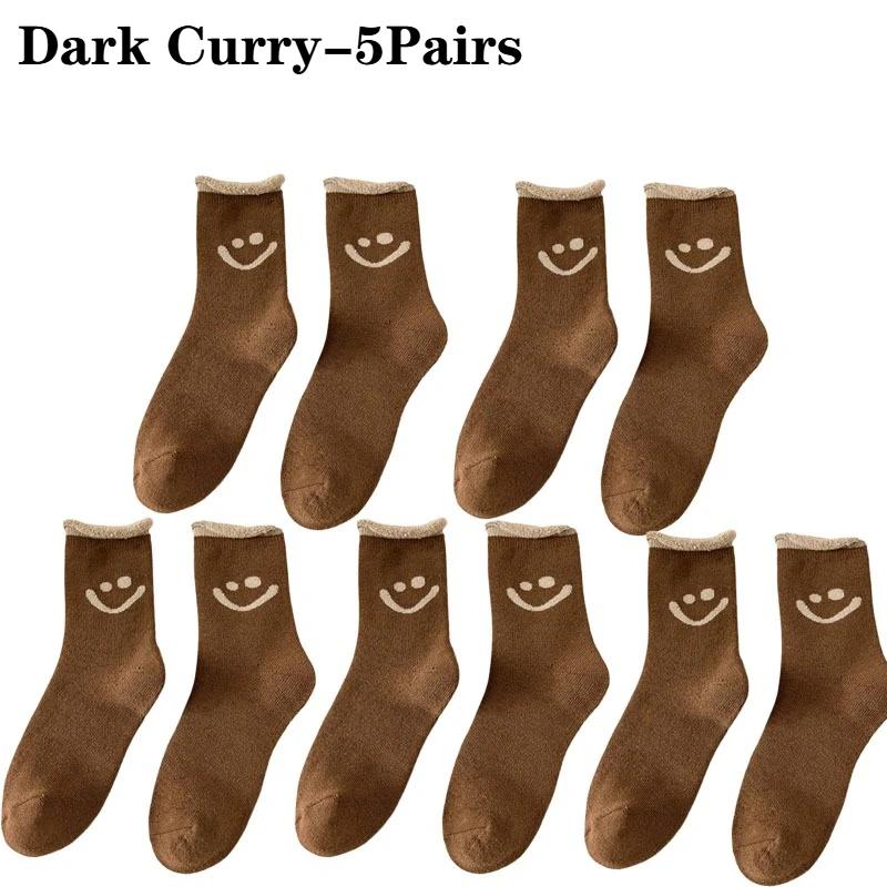 1-10Pair Smiley Face Snow Socks Thick Terry Loop Mid Calf for Winter Sports Home Comfort Moisture Wicking Warm Socks