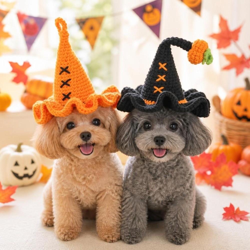 Woven Design Dog Wizard Hat Washable Halloween Pet Hat Funny Cat Headgear Halloween Party