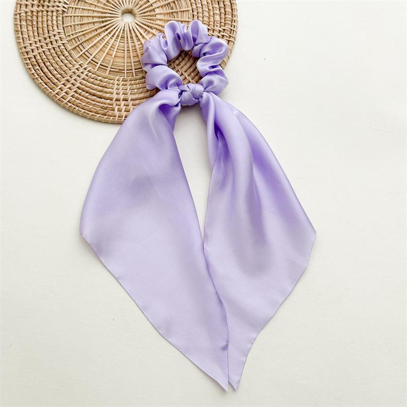 Popular Soft Satin Cloth Bow Knot Scrunchy for Women Girls Ponytail Holder Hair Accessories Triangle Scarf Knotted Hairbands