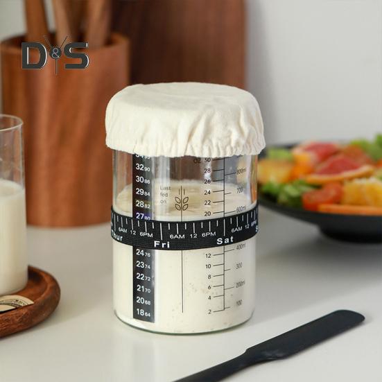 Sourdough Starter Kit with Cloth Cover Large Capacity Food Grade BPA Free Reusable Sourdough Bread Baking Supplies