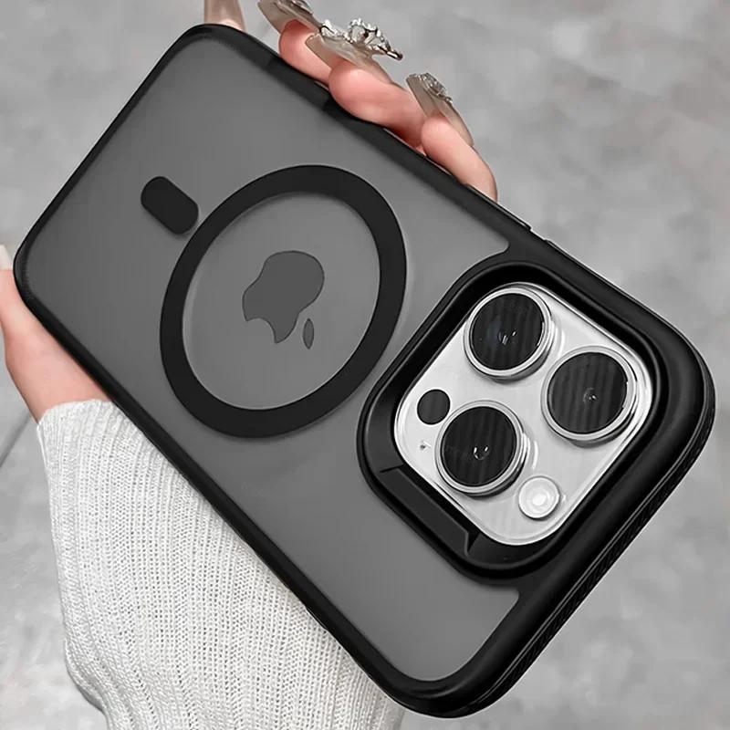 Matte Translucent Armor Shockproof Phone Case For iPhone 16 14 13 11 12 15 Pro Max 16 Plus Magsafe Magnet Wireless Charge Cover
