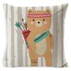 Tribe Woodland Animal Cushion Cover  Bear Fox Print Linen  Pillow Case Decorative For Chair Sofa Home Decor Throw Pillowcase