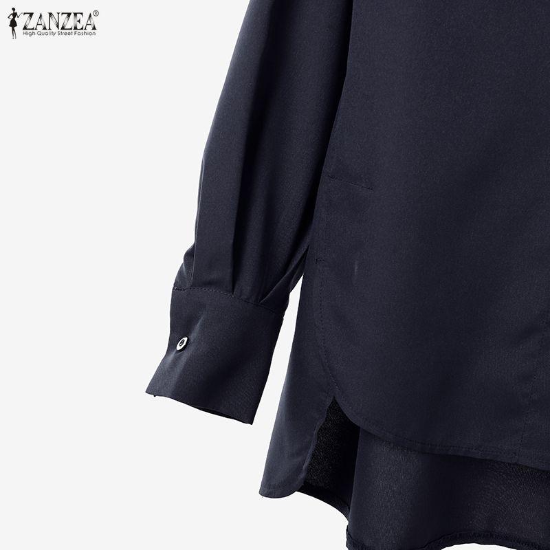 ZANZEA Lässige Bluse mit Umlegekragen und einfarbigen Langarmshirts für Damen