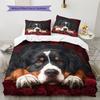 Bernese Mountain Dog and Rose Pattern Bedding Home Decoration Birthday Gift (1 * duvet cover + 2 * pillowcase, without core)