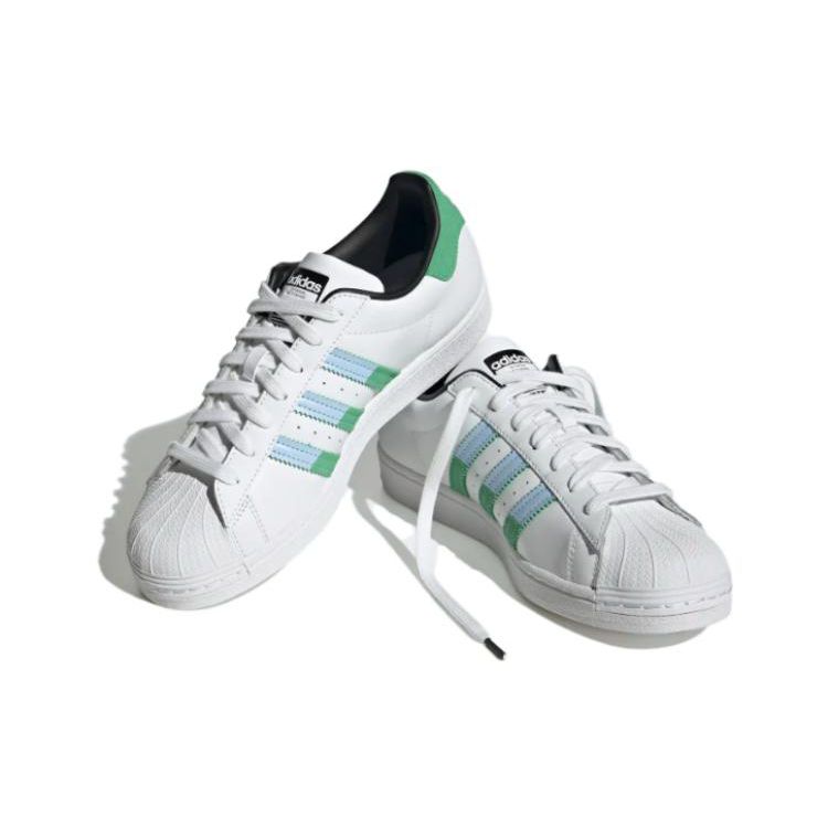 Adidas Superstar White Green Blue Men Sneakers Cloud-White Semi-Screaming-Green Blue-Dawn HQ2168
