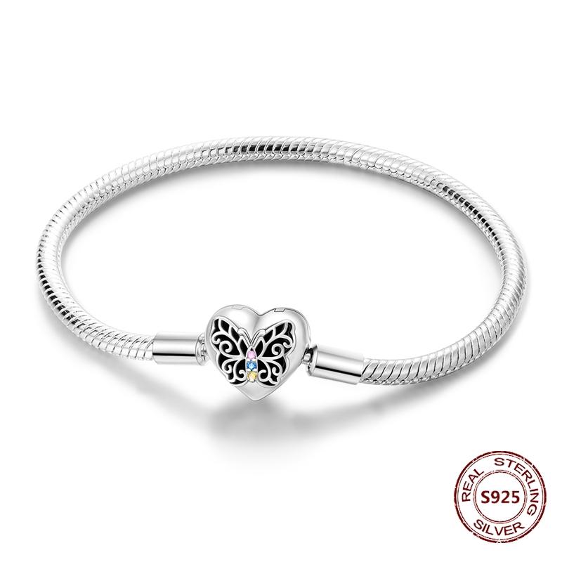 Pink Love Heart Copper Metal Bracelet High Quality Fine Jewelry Authentic Original Bracelets Zircon Cat Paw Snake Chain Designed For Do It Yourself