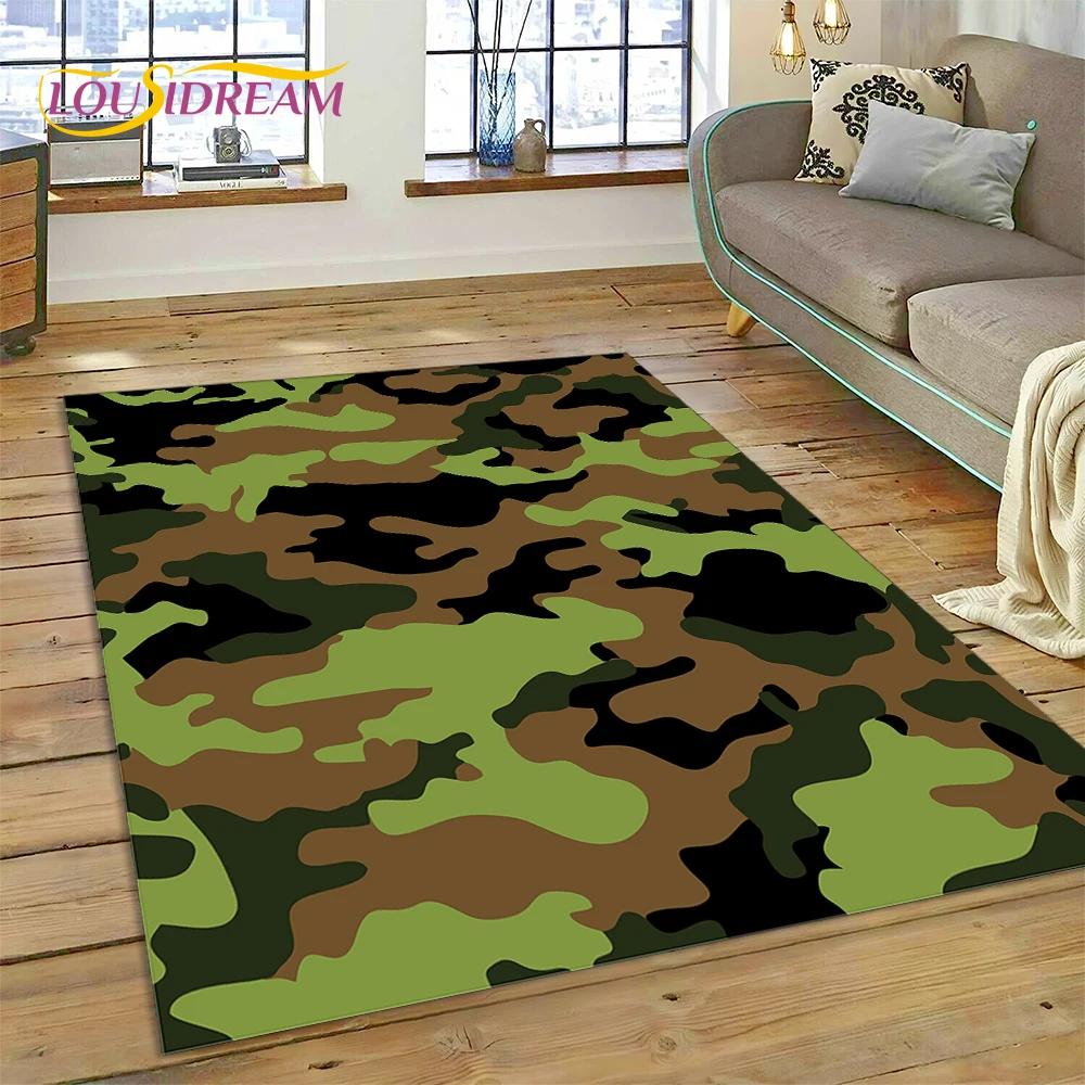 2025 Colorful Camo Green Camouflage Carpet Rug for Living Room Bedroom Home Sofa Decoration Play Area Rug Non-slip Floor Mat