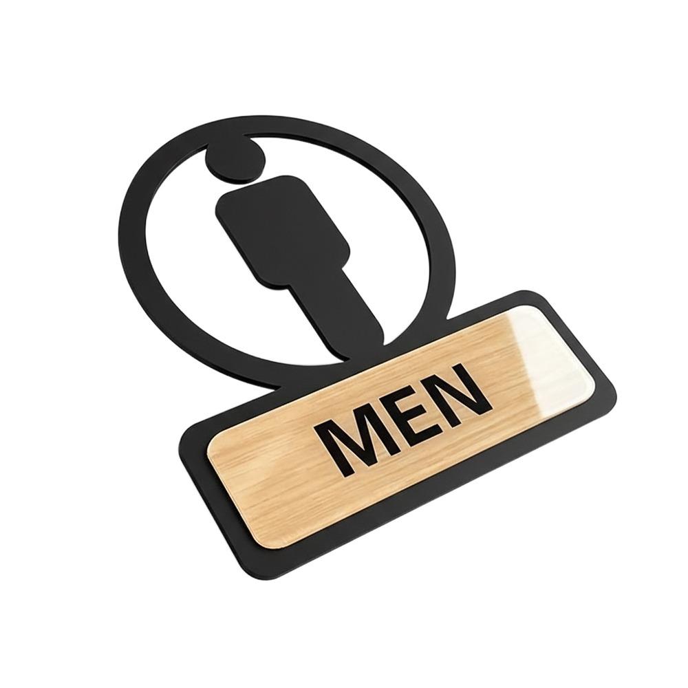 High Quality Acrylic Toilet Sign Board Men Women DIY Restroom Sign Black Accessories WC Reminder Sign Restaurant