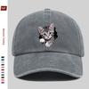Pc Cute Gray Tabby Kitten Peeking Through Hole BlueEyed Print Baseball Cap with Pet Cat Print Trucker Hat Comfortable Lightw