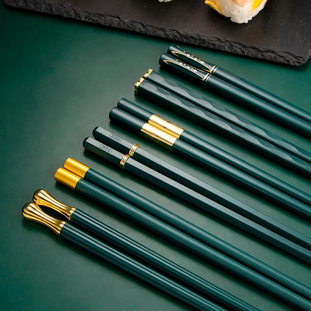 5 párů japonských hůlek sushi hůlek korejských hůlek opakovaně použitelných hůlek ze slitiny kuchyňské nádobí nástroj příslušenství