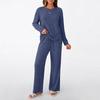 Cross-border two-piece set women's 2025 autumn new fashion casual straight-leg pants temperament loose V-neck pit strip knitted cover