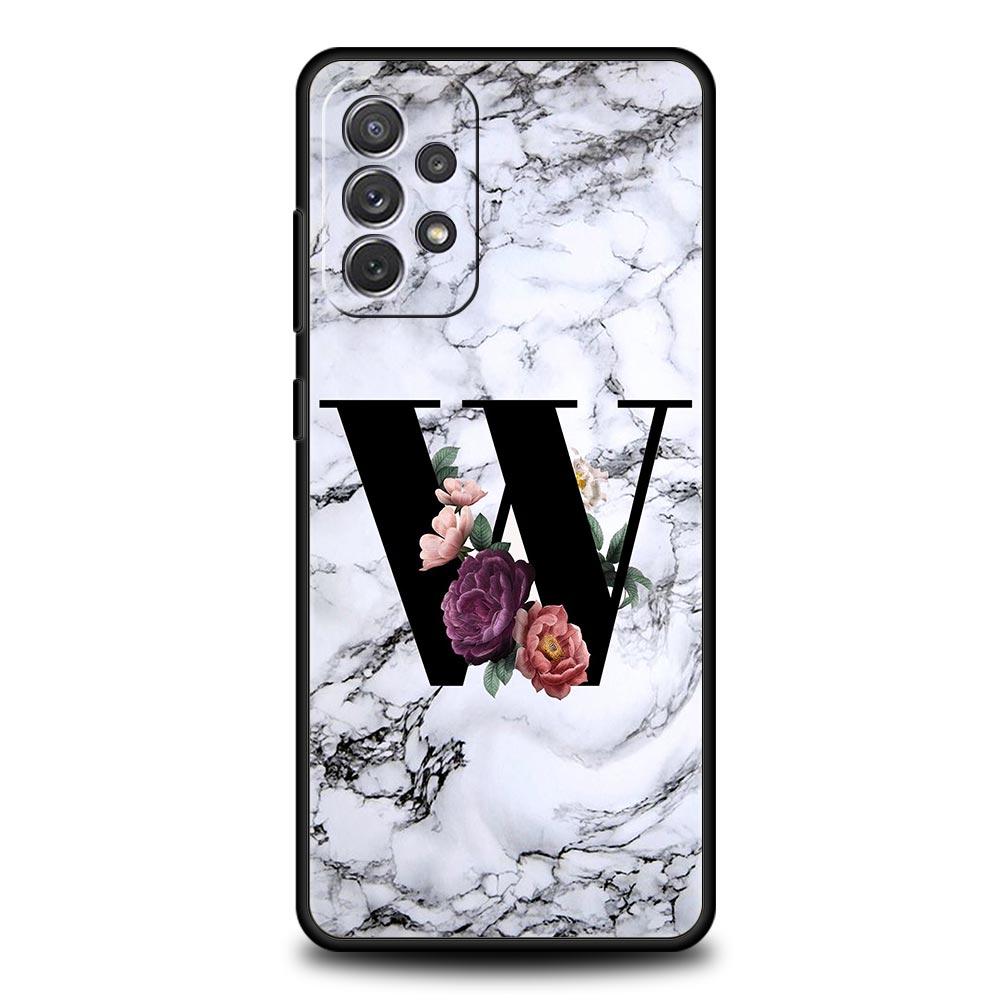Letters Flower English Marble Phone Case For Samsung A17 A07 A55 A35 A25 A15 A05 A33 A31 A23 A21s A13 A41 A73 A53 A51 A71 Cover
