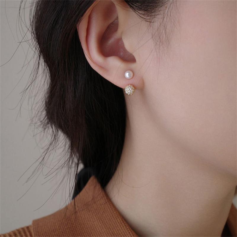 Fashion Rhinestone Pearl Ear Stud Earrings for Women New Statement Pendientes Trendy Zircon Crystal Earring Jewelry Gift