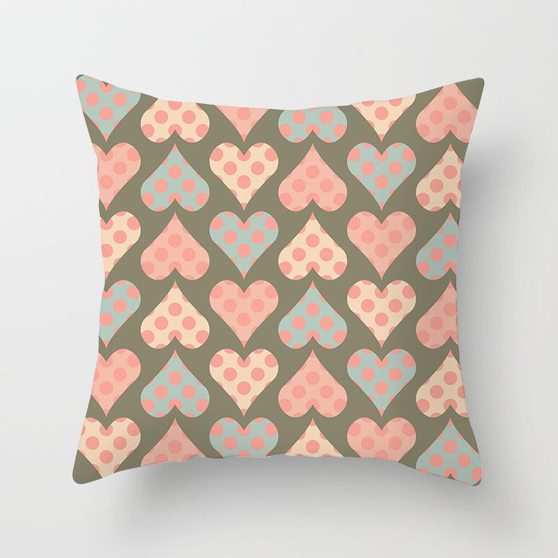 New Color-blocking Geometric Pillow Case, Peach Leather Velvet Cushion Sofa Cushion Cover, Splicing Living Room
