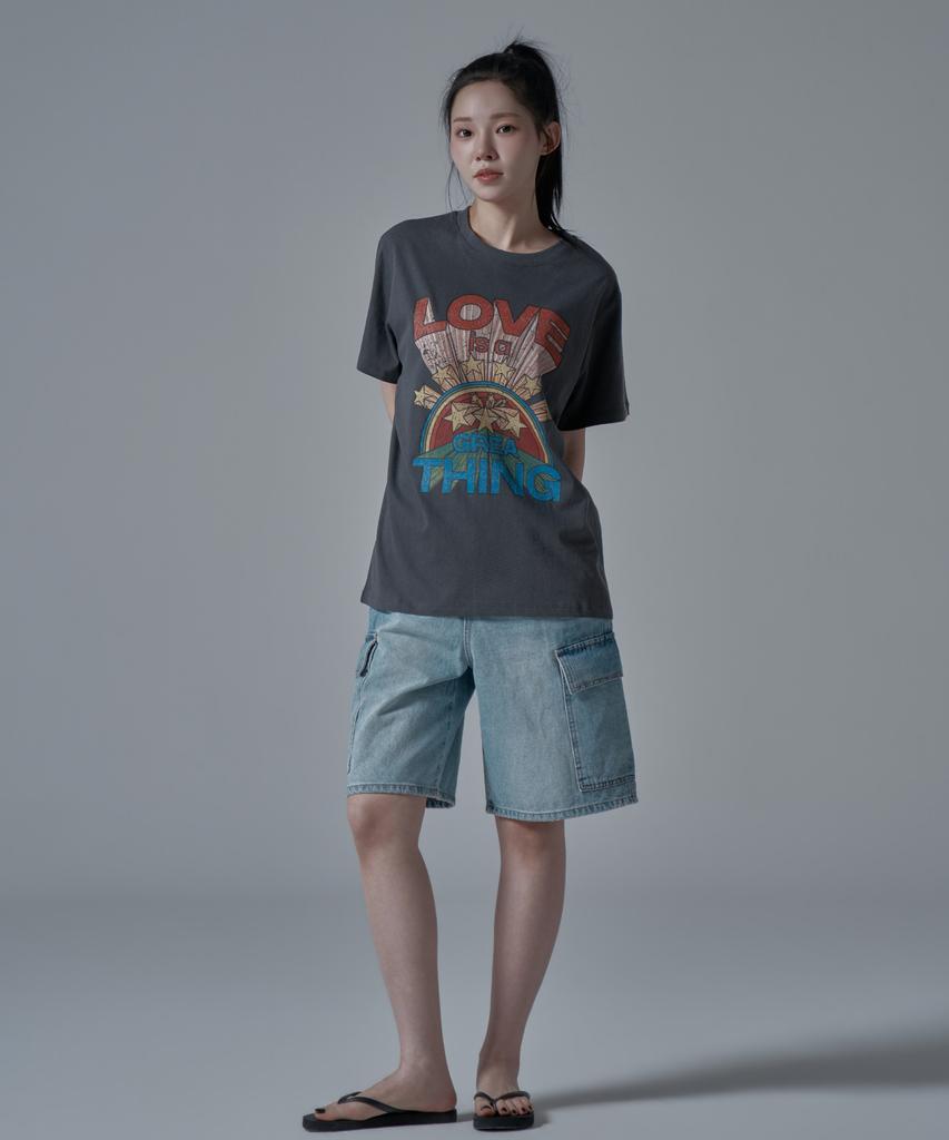 WAARFORWOMAN Wt-73 Love Short Sleeve T-Shirt_Charcoal