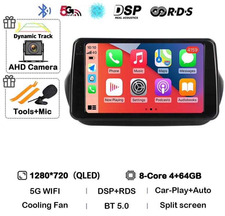 Android 14 Carplay Car Radio For Fiat Fiorino Qubo For Citroen Nemo For Peugeot Bipper 2008-2017 Multimedia Video Player Stereo