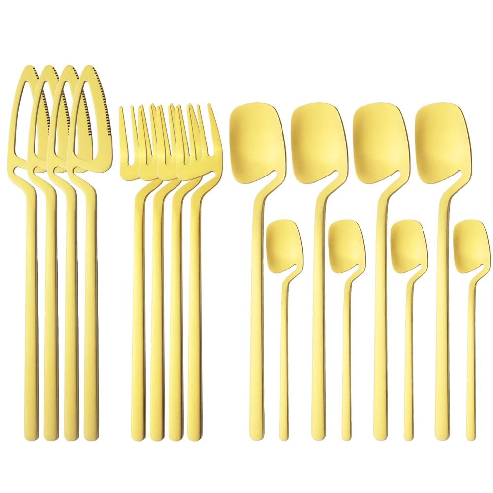 16Pcs Rainbow Matte Tableware Knife Fork Spoon Dinnerware Set Stainless Steel Cutlery Western Flatware Kitchen Silverware Set