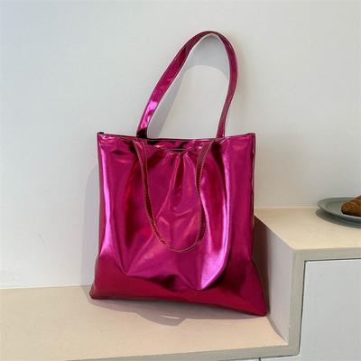 Glänzende Tragetaschen für Damen, modische Einkaufstasche mit hoher Kapazität, Handtaschen aus PU-Leder, glänzend, lässige Damenhandtasche, Umhängetasche für Mädchen