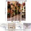European Village Shower Curtain – Cobblestone Alley, Rustic Buildings, Flower Pots, Vintage Style, 70.86x70.86in, 12 Hooks