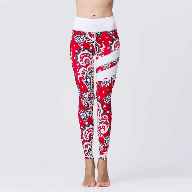 New yoga pants women's tight high waist hip lift quick-drying leggings sports fitness yoga suit printing