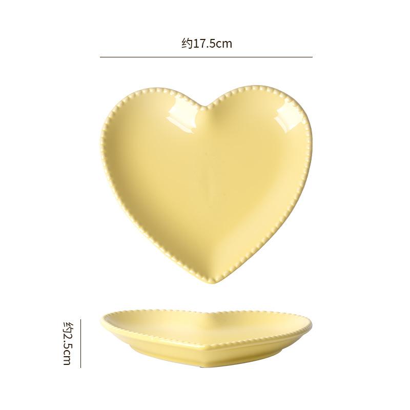 Creative Heart-Shaped Ceramic Small Plate, Household Dim Sum Plate, Catering Dessert Plate, Snack Plate, Direct Supply Can Be Customized
