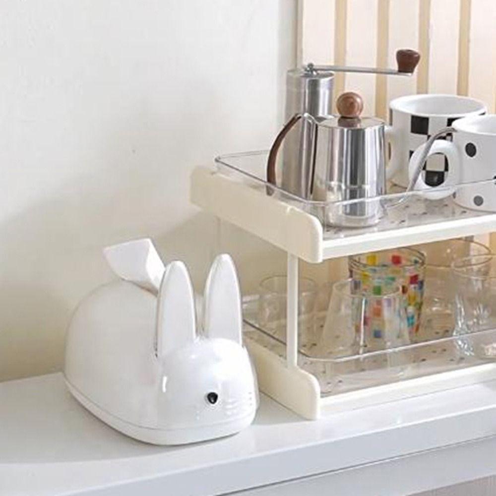 Large Capacity Paper Towel Dispenser Creamy Style Napkin Paper Case Rabbit Tissue Box  Bedroom