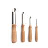 4pcs Round Hole Cutters Set, Stainless Steel Pottery Clay Drilling Tools with Beech Wood Handles