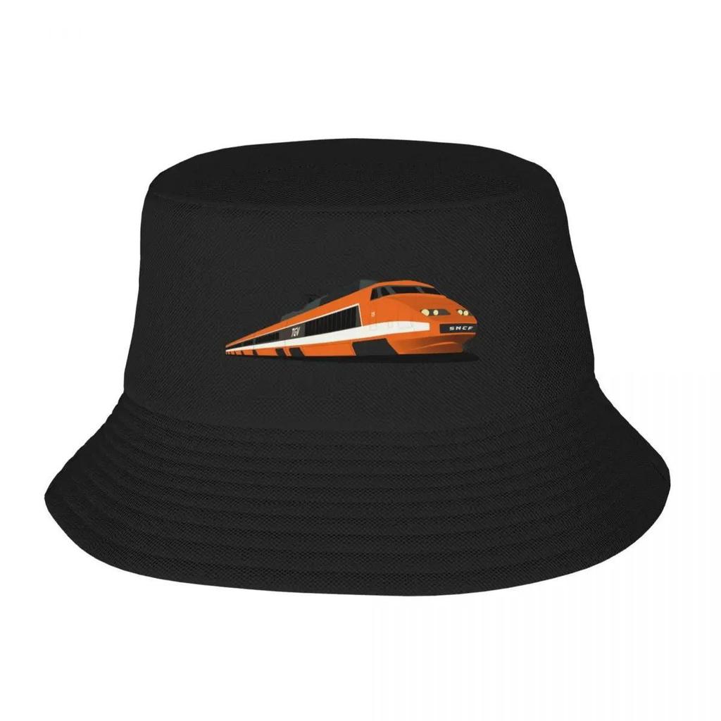 TGV Orange HighSpeed Train SNCF TGV SudEst Bucket Hat Luxury Hat Vintage Unisex Womens