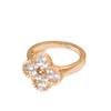 Four-leaf Clover Full Diamond Single Flower Ring V Gold Thick Plated 18K Mi Gold Girl Light Luxury Fresh and Sweet