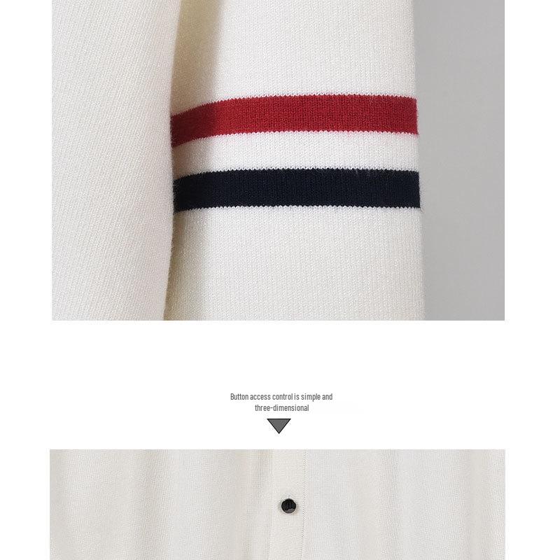 BROWIN2025 Autumn Lapel Striped Wool Sweater - Korean Style Casual Knitwear