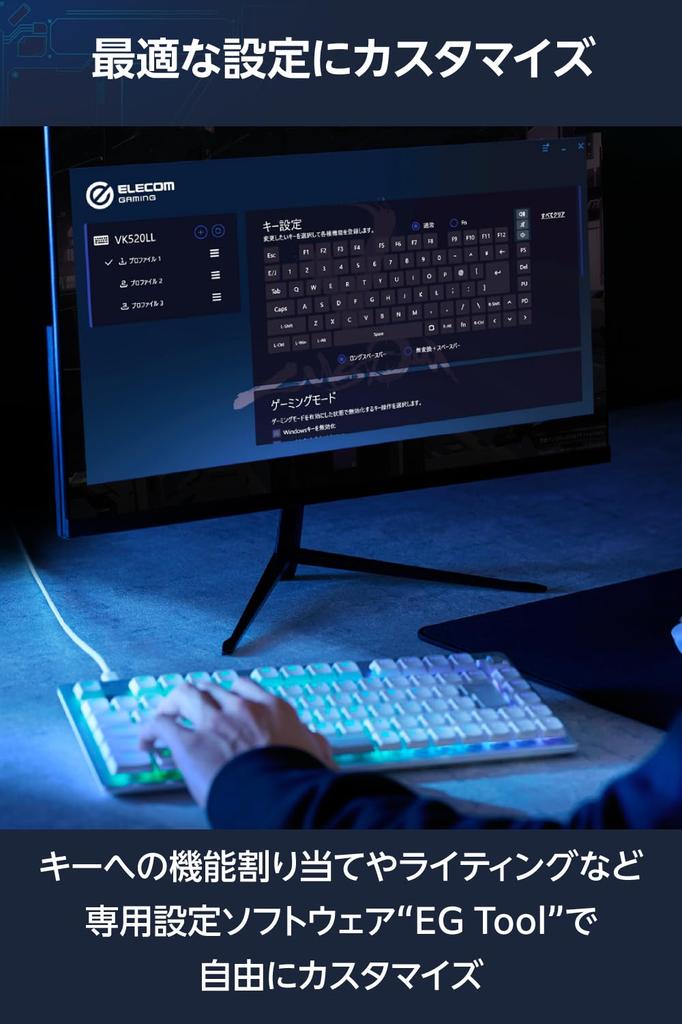 Elecom Gaming Keyboard V Custom VK520 Lowepro Bluetooth 2.4Ghz Wireless Wired Detachable Mechanical 75% Size White TK-VK520LLWH