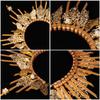 Women Crown Halo Headpiece Wedding Headwear Cosplay Girls Sun Goddess Pearl Halloween Carnival Party Headdress Costume Props