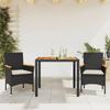 Vidaxl 3-Cz. Garden Furniture Set With Cushions, Black, Poly Rattan
