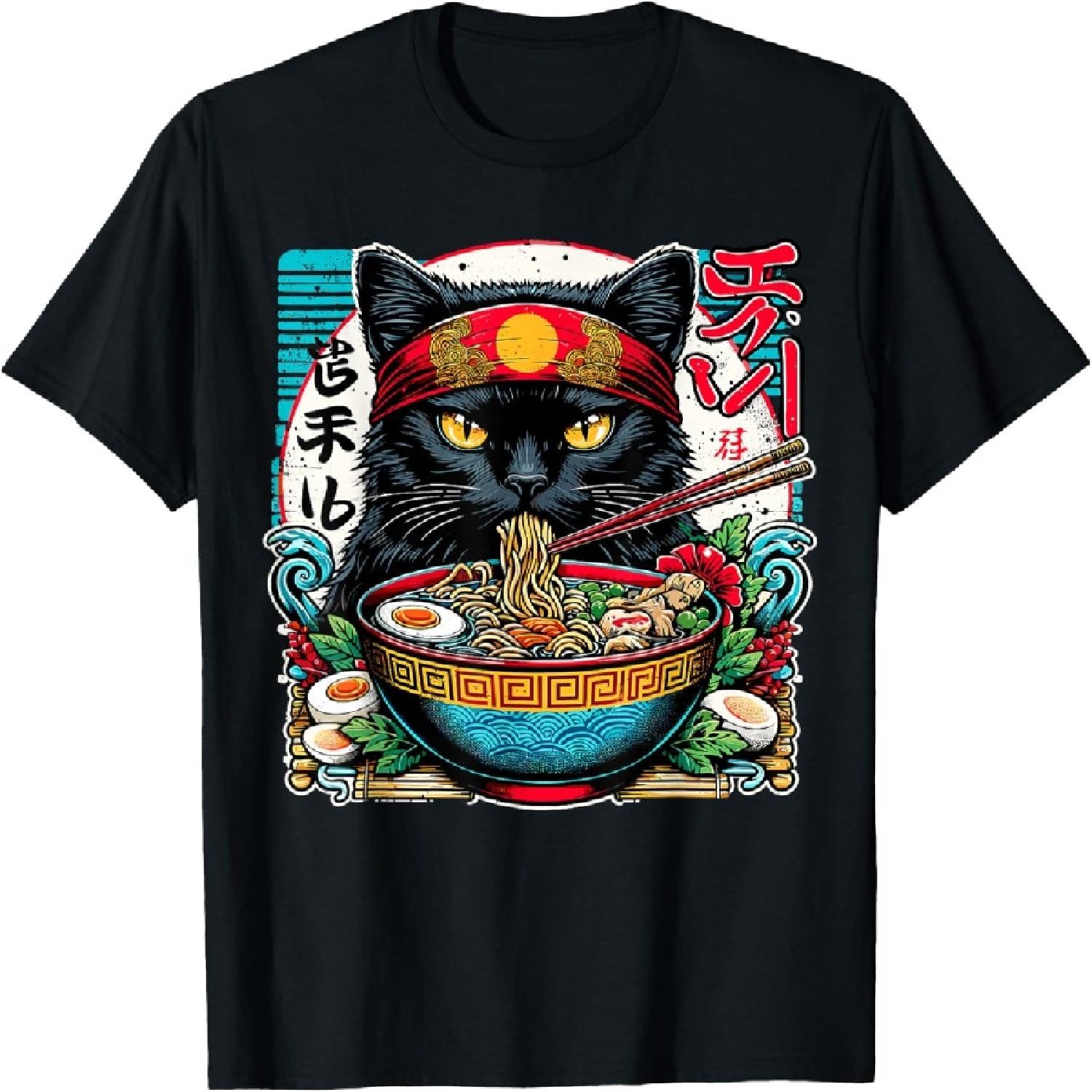 Cats Ramen Noodle Japanese Anime Kawaii Cat T-Shirt XXXXXL разноцветный
