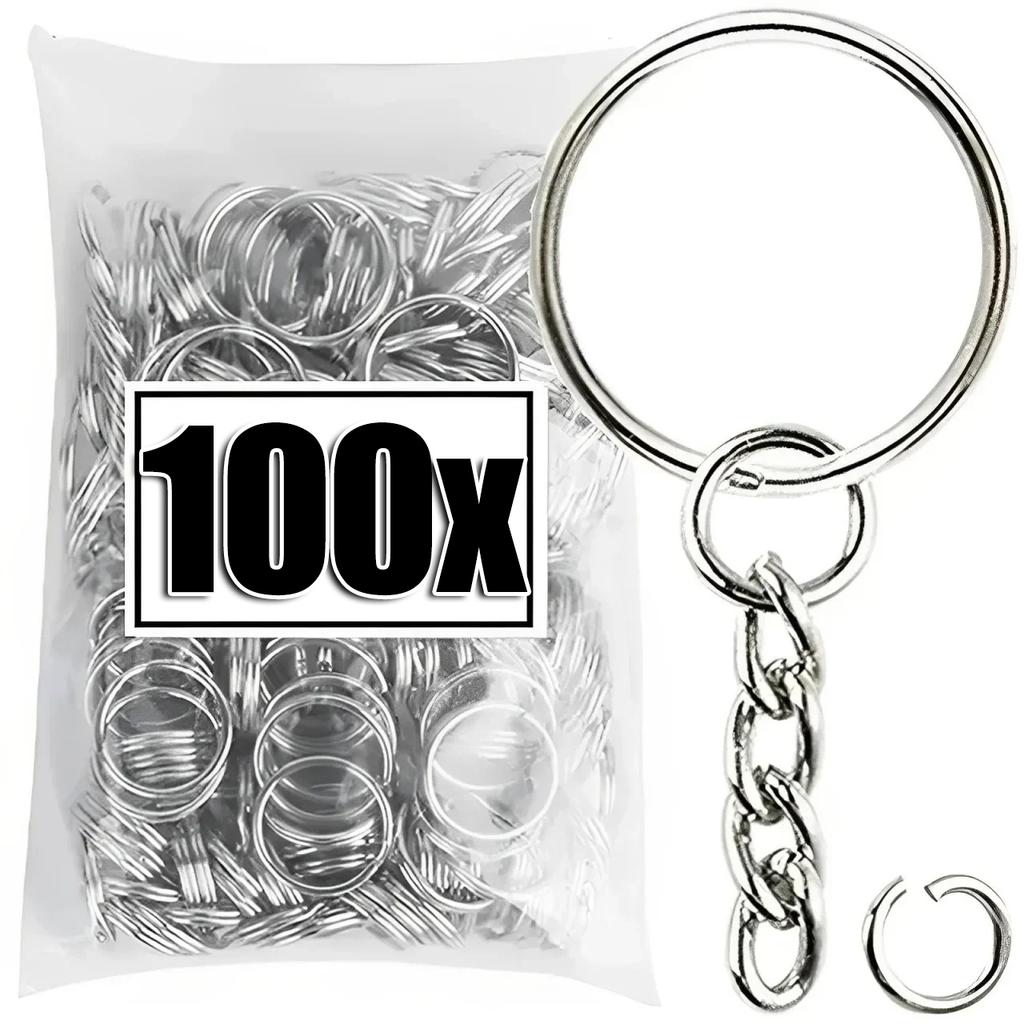 50/500pcs Metal Blank Keyring Keychain Split Rings Keyfob Keyrings Lobster Clasp Keychain Key Pendant Ring Stainless Steel Rings