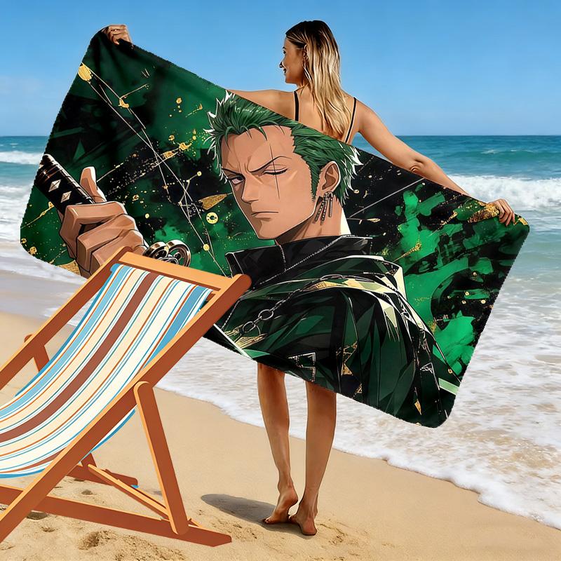 Roronoa Zoro Print Beach Towel, Large Soft Quick Dry Towel for Beach Camping Swimming