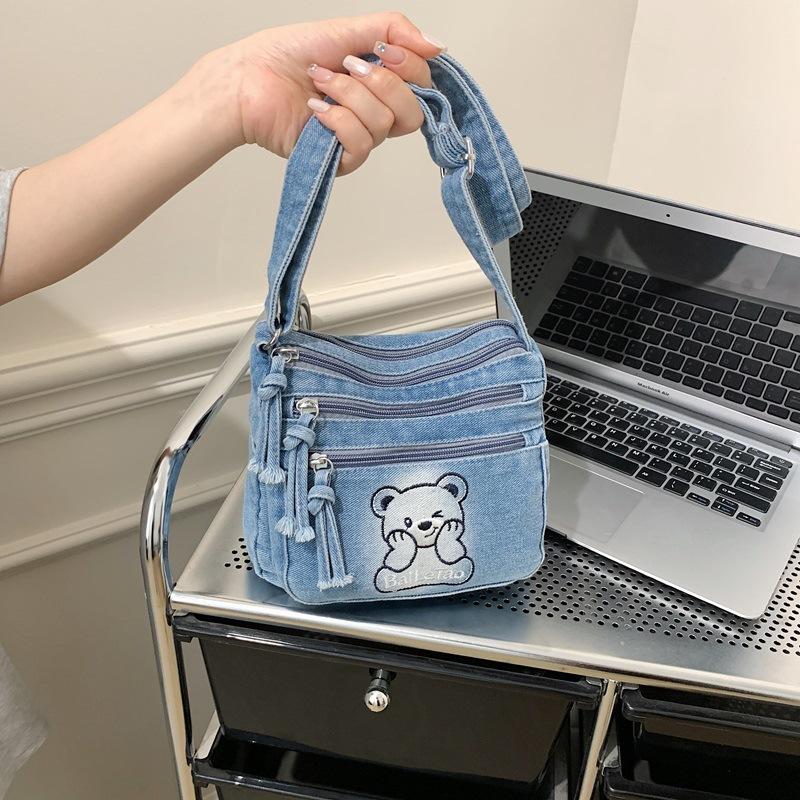 Small Square-shaped Fashionable Embroidered Money Pouch for Mobile Phone, Single Shoulder Crossbody Bag Casually