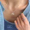 VENTFILLE Silver Color Bowknot Snake Bone Chain Necklace For Women Girl Simple Design Korean Jewelry Dropshipping