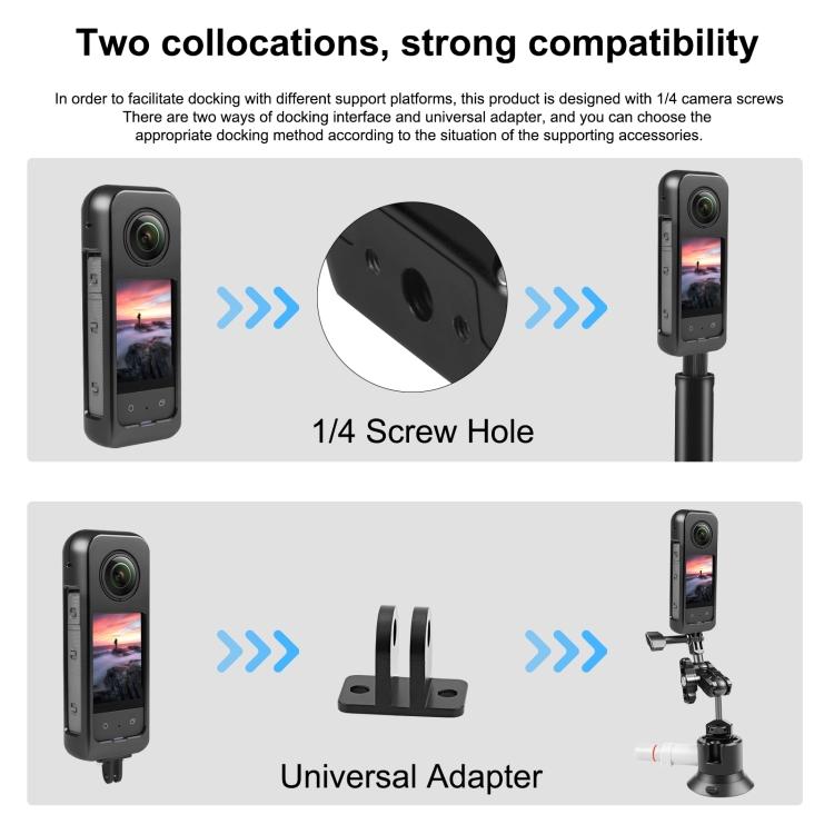 For Insta360 X3 PULUZ Metal Protective Cage Rig Housing Frame with Silicone Lens Cover (Black)