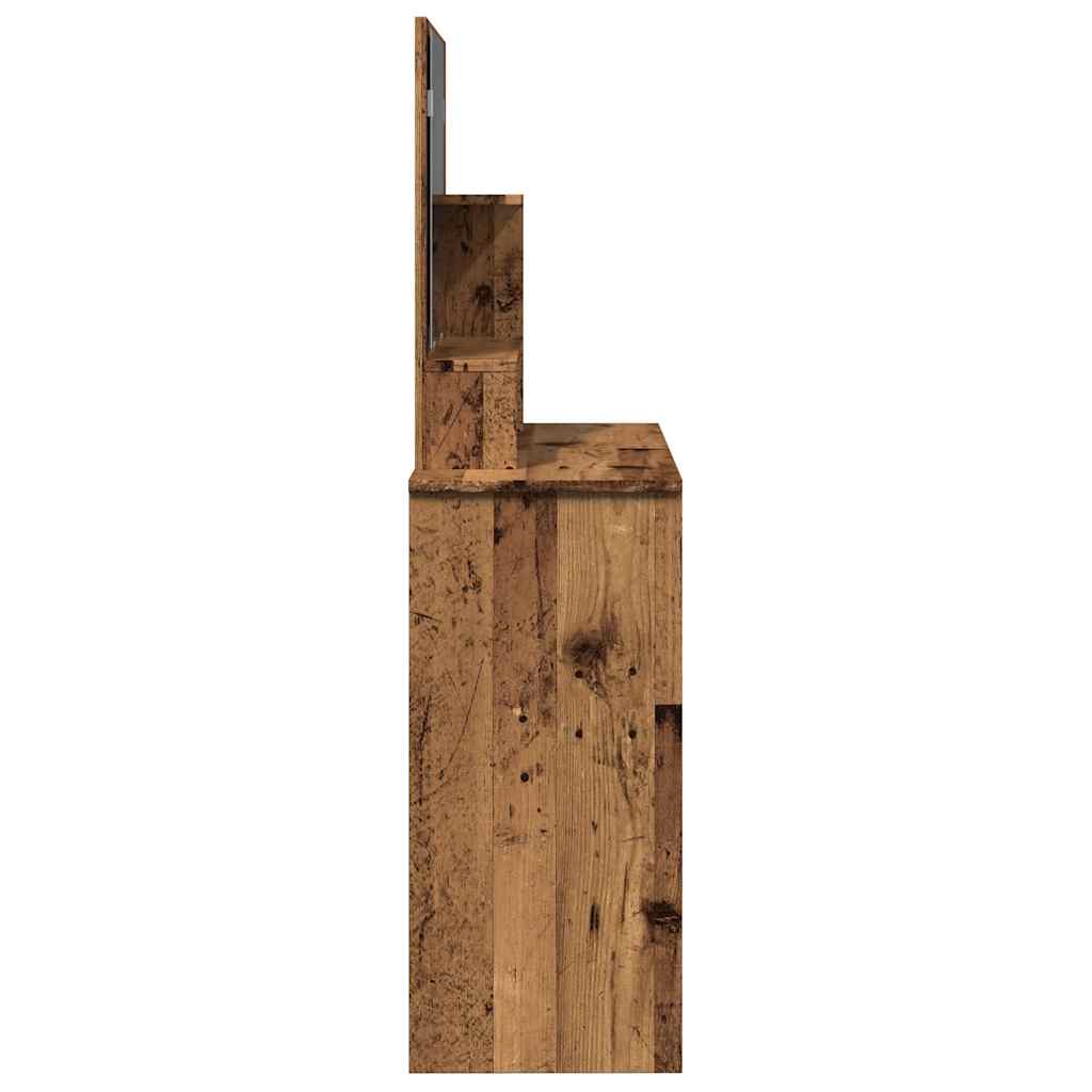 Makeup Table with Mirror Rustic Wood Look 86.5 X 35 X 136 Cm