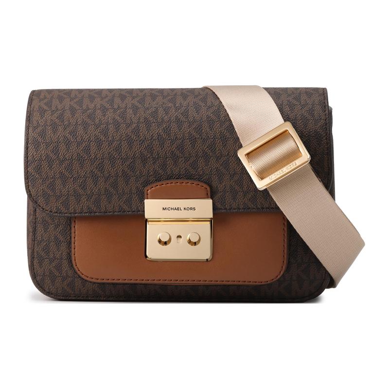 Michael Kors Sloan Series Retro Presbyopia Flip Commuting Artificial Leather Camera Bag Shoulder Messenger Bag Medium Women's Dark Brown