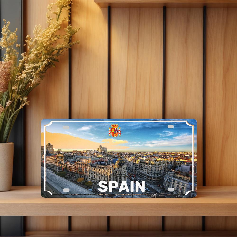 YZFQ Spain Madrid  Vintage Metal Sign Barcelona Tin Plate Tourist Souvenir For Wall  Bar Garage Home Decor 12X6inch JM-0174