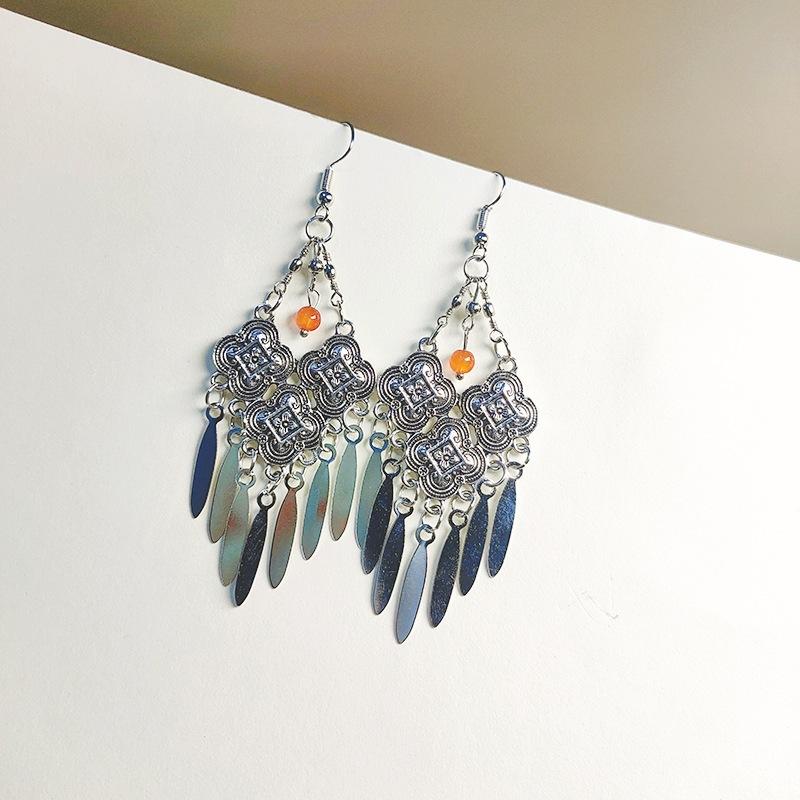 Ethnic style earrings Alloy silver-plated Miao ethnic minority Dong Yi earrings Earrings