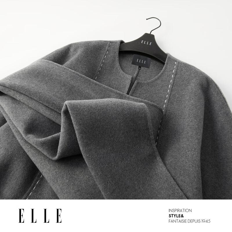 ELLE Women's Lambswool Fringe Double-Faced Coat