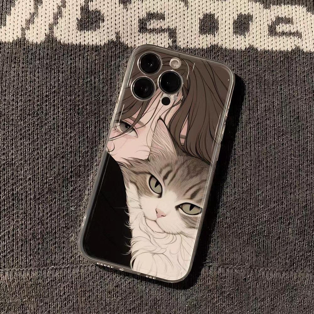Couple Cat Mobile Phone Case All-inclusive for Apple iPhone15Pro Mobile Phone case/16PRO/14/15/13 XR