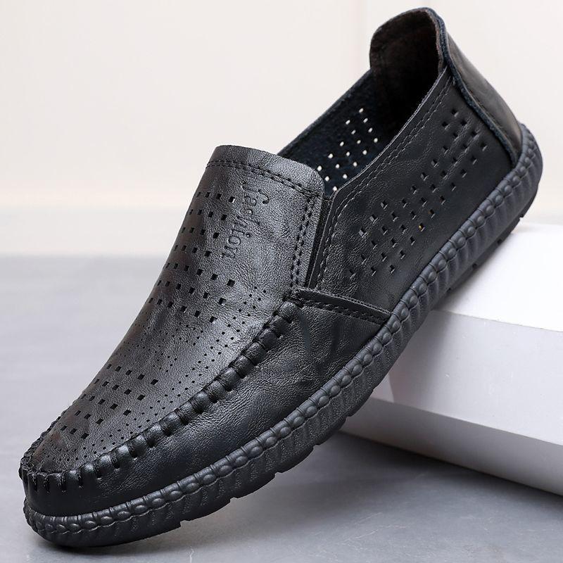 Fashion Lightweight Moccasin Leather Shoes for Men Mesh Non Slip New In Designer Legitimate Low Price Cowhide Slip-on Pu Man Casual Shoe
